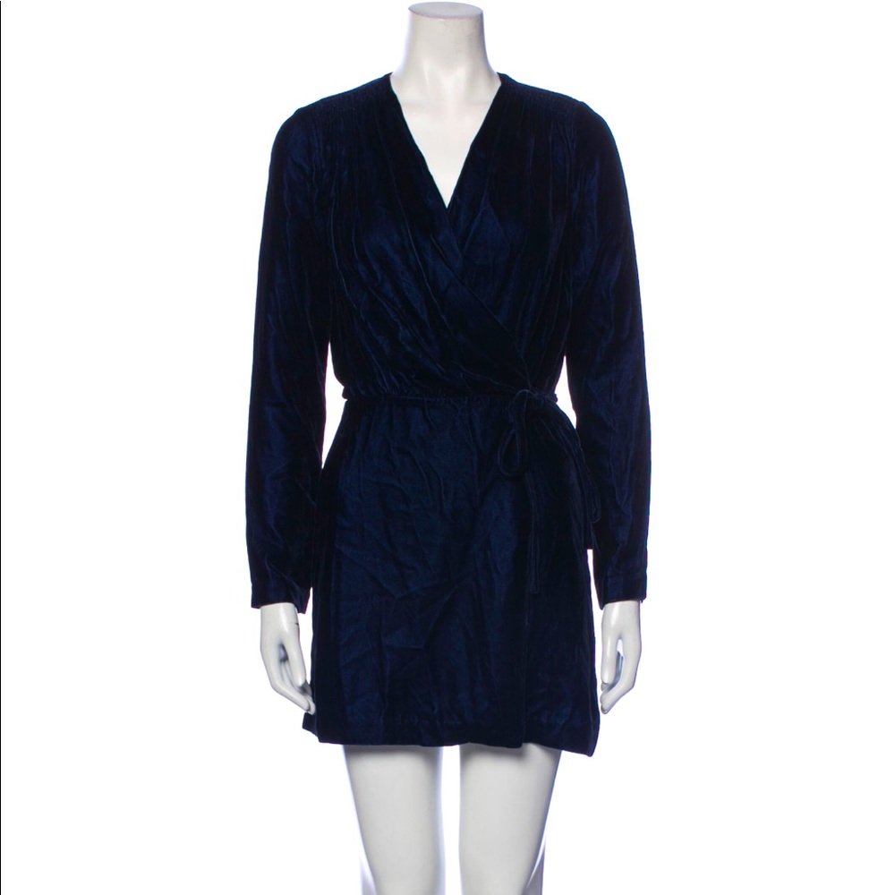 Opening Ceremony- Callipygian Navy Velvet Tie Wrap Dress XS